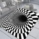 thumbnail image 2 of Optical Illusion Rug 3d Stereo Checkered Vortex Optical Illusions Rug Funny Sensation Of Falling Black White Non-slip Plaid Hole Area Rug For Dining, 2 of 4