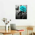 thumbnail image 2 of ONETECH Farmhouse Bathroom Decor Canvas Wall Art Teal Blue Roses Butterfly Picture Wall Decor Black and White grey Bath Painting Print Home Decorations Framed For Living Room Bedroom - 16x20 Inch, 2 of 3