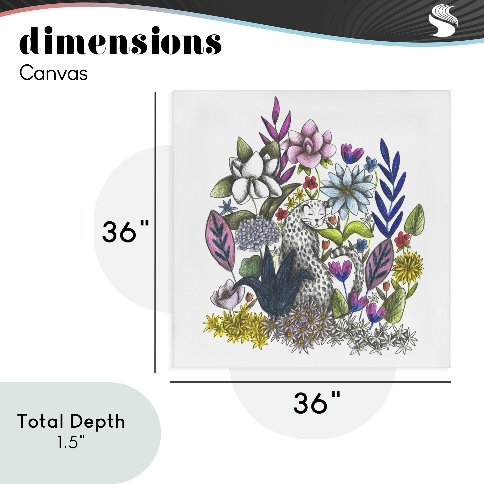 Leopard in Midst of Flowers Canvas Wall Art, design by Cecilia Battaini