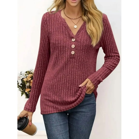 AELand Womens Casual V Neck Sweaters Long Sleeve Tunic Shirts for Women Tops and Blouses,S~XXL