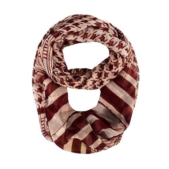 Peach Couture Light Tribal and Striped Houndstooth Sheer Infinity Loop Scarf