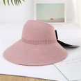 thumbnail image 5 of D-GROEE Sun Visor Hat Women Yarn Wide Brim Roll Up Empty Top Bow-knot Decor Summer Beach Cap, 5 of 7