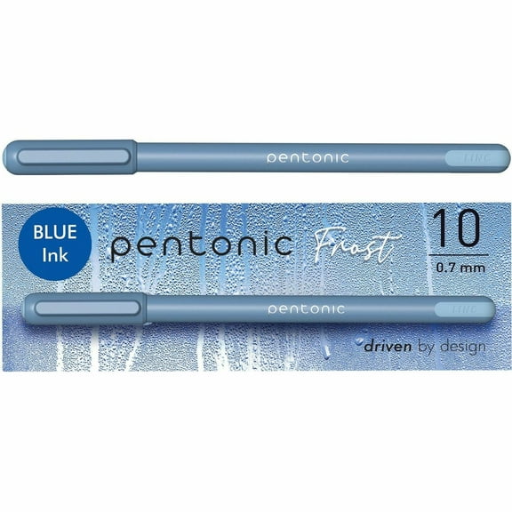 TOPS PEN13085 0.7 mm Stick Fine PENTONIC Frost Pen - Blue Ink, Frosted Blue Barrel (10/Pack)