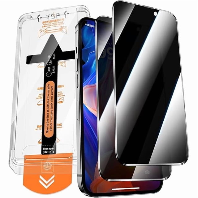 xixishop 2 Pack for iPhone 15 Pro Max Privacy Tempered Glass Screen Protector 6.7 Inch, 9H Hardness, Scratch Resistant with Updated Easy Installation Tool
