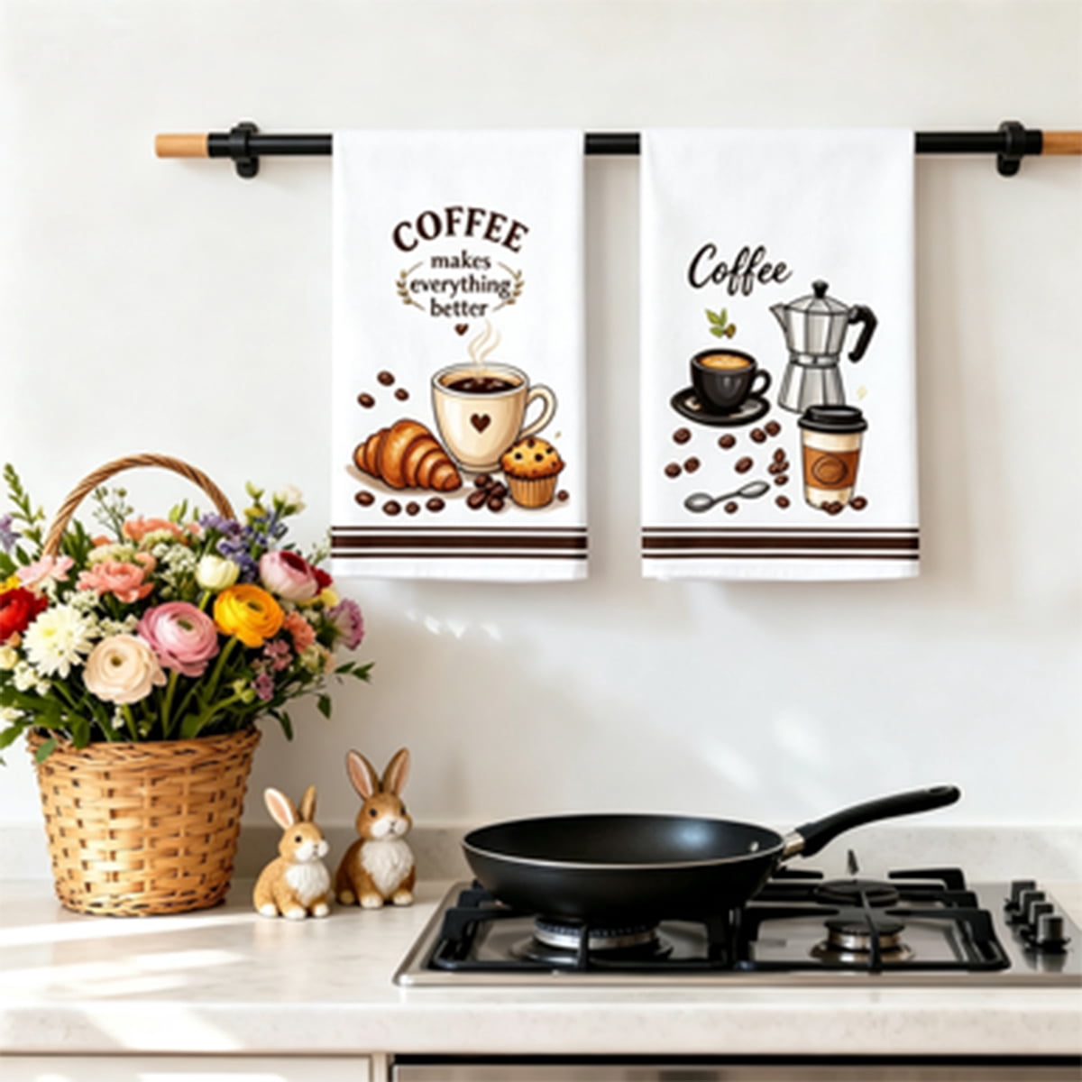 Coffee Kitchen Towels Decorative Sets Dish Towels Absorbent Fast Drying Hand Tea Vintage Cleaning Dishcloths for Cooking Farmhouse Bathroom Accessory