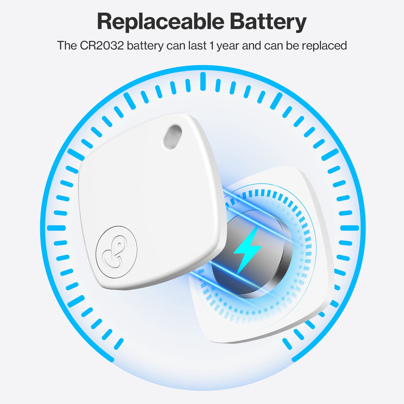 Air Tracker Tag 2Pack,Smart Wallet Tracker with Apple Find My(iOS Only),IP67 Waterproof,Standby for One Year,Item Locator Keys/Wallets/Bags,White