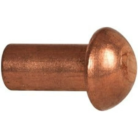 

1 lb Box Round Copper Solid Rivets 3/16 Body Diam 3/8 Length Under Head