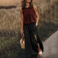 thumbnail image 4 of UPPADA Womens Sleeveless Tank Dress Summer Boho Flowy Sundress Pleated Crewneck Maxi Dresses Evening Wedding Dresseses with Pockets Wine,M, 4 of 5