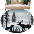 thumbnail image 2 of Deer Bear Round Area Rug 7 FT, Non Slip Living Room Area Carpet, Retro Farmhouse Trees Forest Wooden Grain Washable Soft Circular Rug Non-Shedding Floor Carpet for Bedside Office Play Room Classroom, 2 of 9