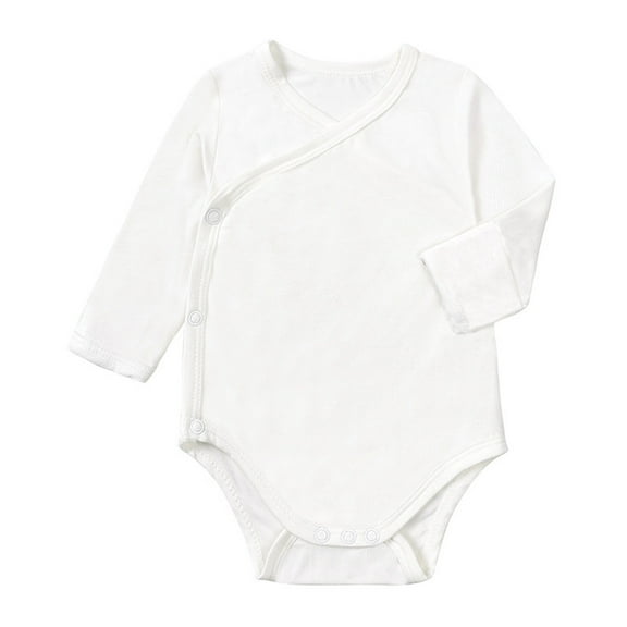 Soft Cotton Baby Romper Bodysuit - Long Sleeve Side Snap Outfits for Boys & Girls, Cute Neutral Solid Color Babys Clothes,Size:18-24 Months