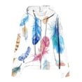 thumbnail image 5 of Christmas Zipper Hoodies for Women Pink 2024 Fall Oversized Long Sleeve Hooded Drawstring Sweatshirts Pockets Feather Print Jacket Coat for Women Winter Jackets for Women 2024, 5 of 5