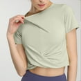 thumbnail image 2 of Lovskoo 2024 Women's Summer Workout Shirts Causal Short Sleeve Blouse Round Neck Crop Tops Twist Front Tee T-Shirt Mint Green XL, 2 of 8