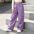 thumbnail image 2 of Rvasteizo Girls School Cargo Pants Fall Winter Elastic Waist Solid Casual Loose Cutting with Pocket 7 Years, 2 of 5