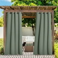 thumbnail image 3 of NICETOWN Patio Curtains Outdoor Waterproof Blackout Privacy Grommet Thermal Insulation Drapes, W52 x L72, Set of 2, Greyish Green, 3 of 9