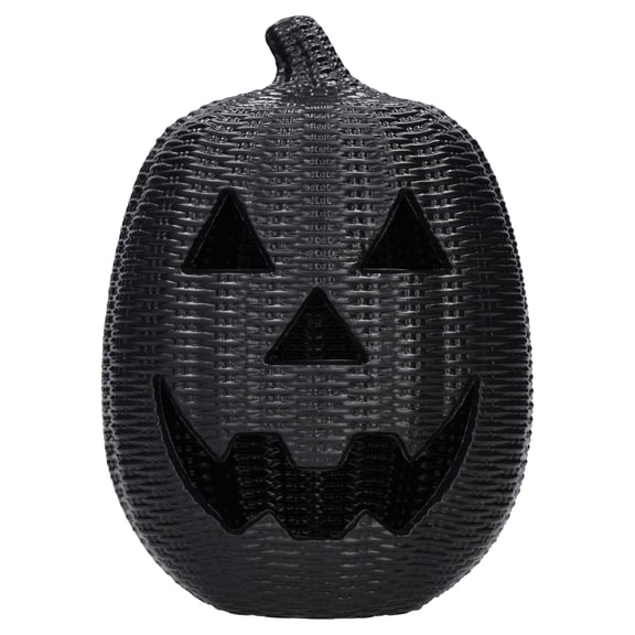 Light-Up Woven Jack-o'-Lantern Decoration, Black, 12", Halloween by Way To Celebrate