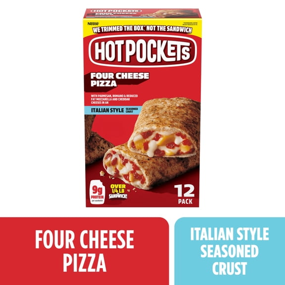Hot Pockets Four Cheese Pizza Frozen Snacks, 51 oz, 12 Pack (Frozen)