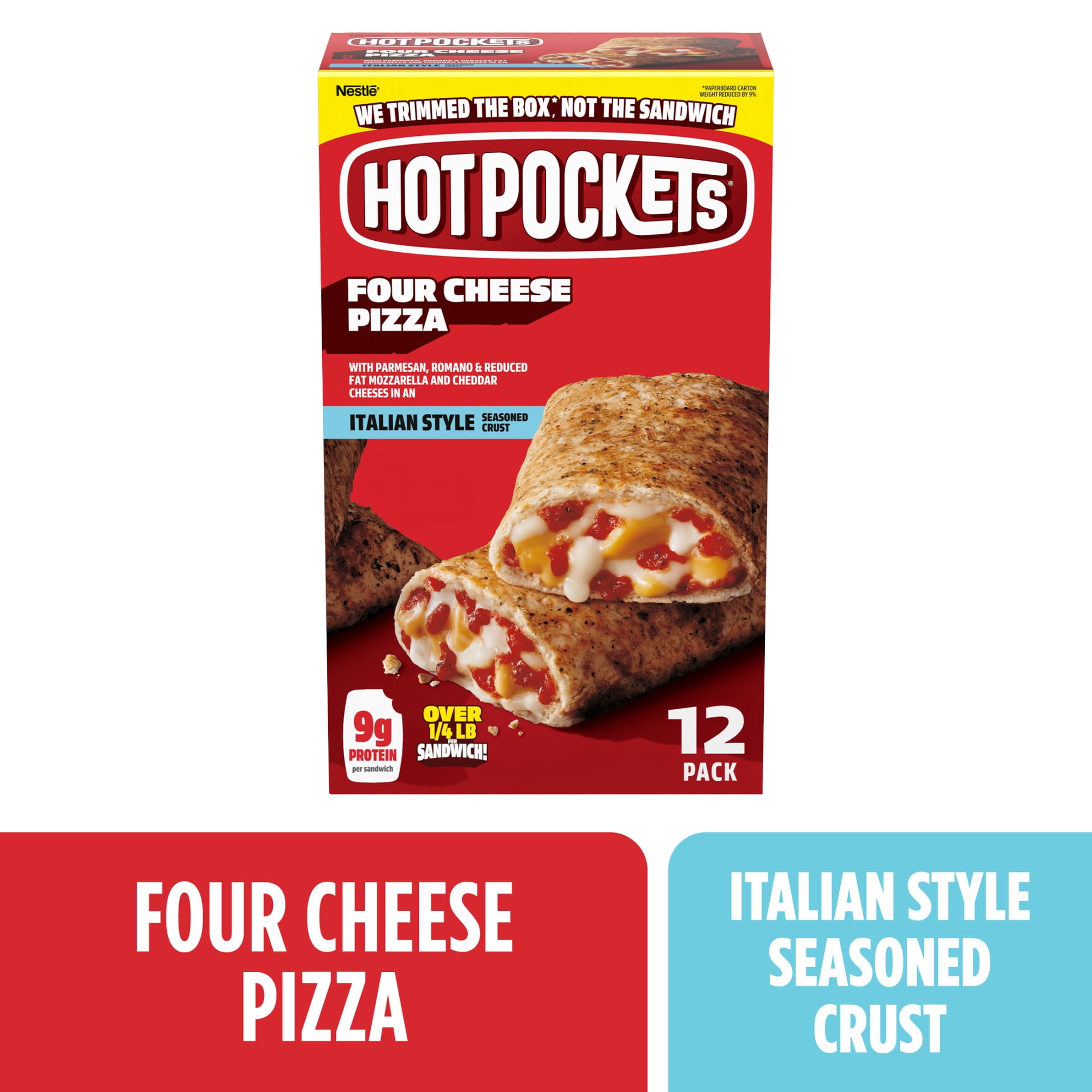 Hot Pockets Frozen Snacks Four Cheese Pizza, 51 oz, 12 Pack (Frozen)