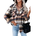 thumbnail image 2 of Women's Long Sleeve with Pockets, Soft & Breathable Grey L Autumn/Winter Plaid Shirt Jacket, 2 of 6