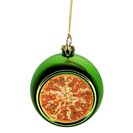 Cheesy Christmas Cheesy Pepperoni Pizza Pie Bauble Christmas Ornaments Green Bauble Tree Xmas Balls ()