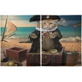 thumbnail image 2 of FREEAMG 36 Inch Length Kitchen Curtains Pirate Captain Cat 2 Panels Half Window Sheer Curtains Rod Pocket Farmhouse Short Drapes for Bathroom Cafe Basement, 2 of 7