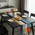 thumbnail image 4 of Abstract Stitching Table Runner 13x60 Inch White Yellow Blue Stripe Art Table Runner Non-Slip Dresser Scarves for Holiday Decorations, Party, Dinner and Gatherings, 1 Pack, 4 of 8
