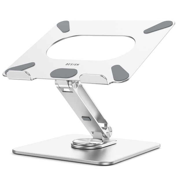 Soporte para portátil BESIGN LSX7 con base giratoria de 360°, plateado