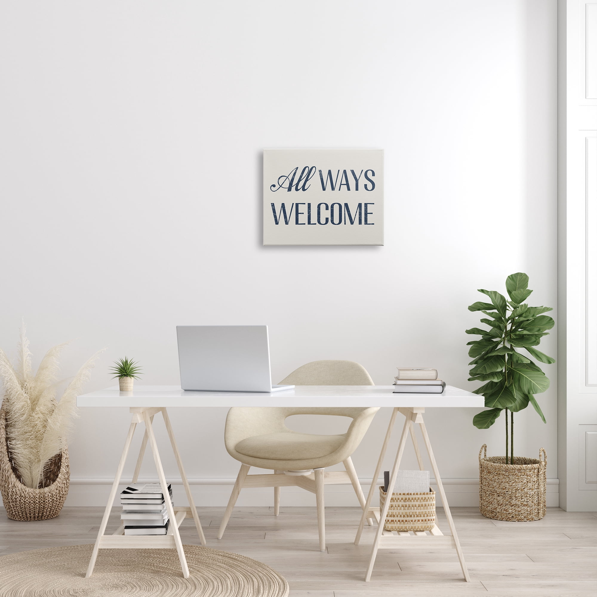 Stupell Industries All Ways Welcome Phrase Inspirational Painting Gallery Wrapped Canvas Print Wall Art, 20 x 16