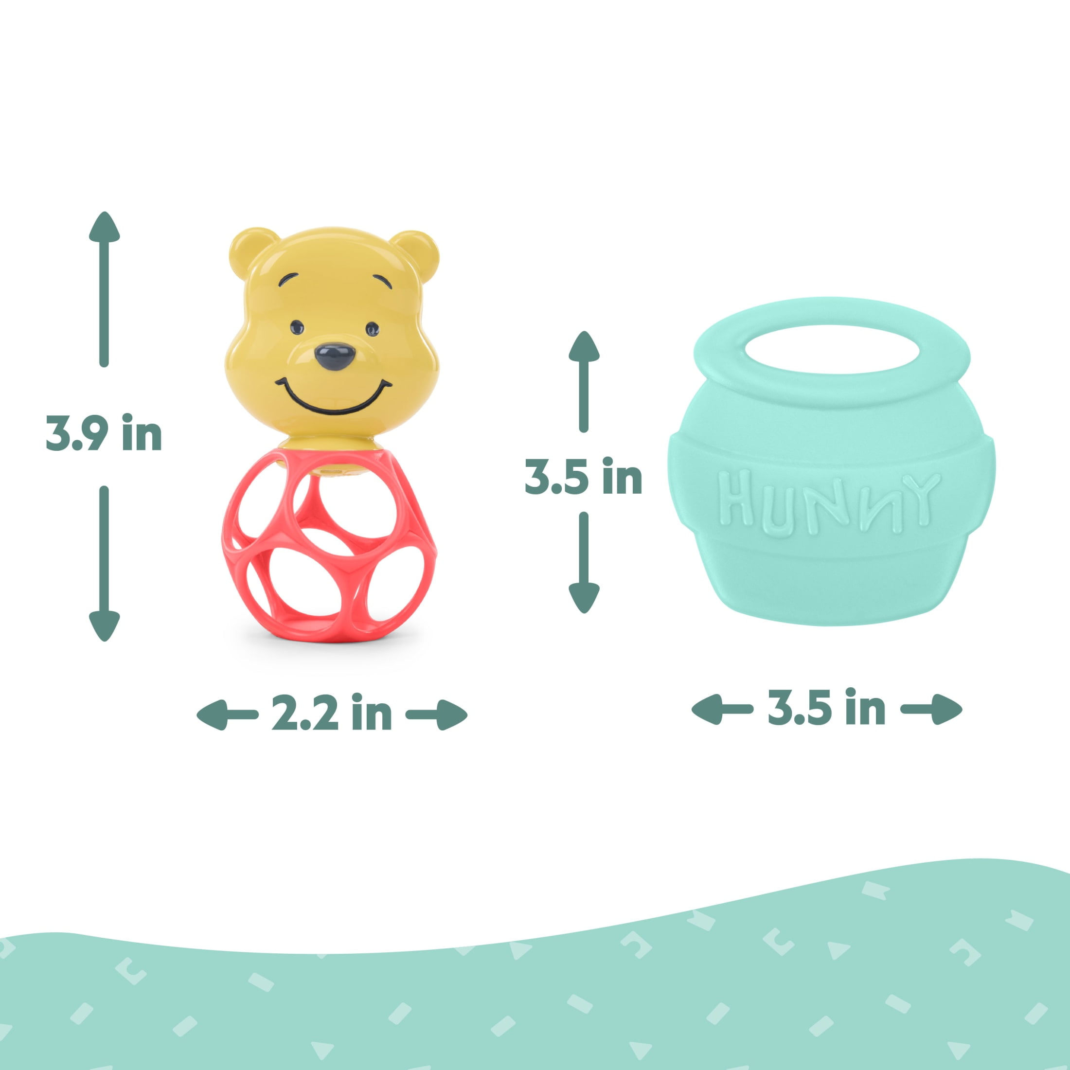 Disney Baby Winnie The Pooh Hunny & Shake Rattle & Teether by Bright Starts, Unisex, Newborn