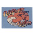 thumbnail image 1 of Graphic Beach Cutting Board, Grunge California Surfing with Waves and Palms, Decorative Tempered Glass Cutting and Serving Board, in 3 Sizes, by Ambesonne, 1 of 2