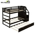 thumbnail image 4 of BELLEMAVE Twin over Twin Bunk Beds , Twin Size Bunk Bed with Trundle, Storage Stairs and Full-Length Guardrail, Wood Bunk Bed , Tenns(Espresso), 4 of 9