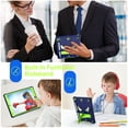 thumbnail image 4 of for iPad 9th 2021/8th 2020/7th 2019 10.2" Silicone PC Kids Case, with 2-way Angles Stand + Adjustable Shoulder Strap + Pencil Holder Heavy Duty Protection Shockproof Rugged Case, Navy+Green, 4 of 6
