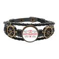 thumbnail image 1 of Rojo Negro feliz día de San Valentín Pulsera marina tejida en cuero, 1 of 4