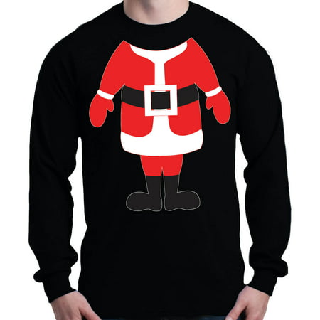 Shop4Ever Men's Santa Body Costume Christmas Merry Xmas Long Sleeve Shirt