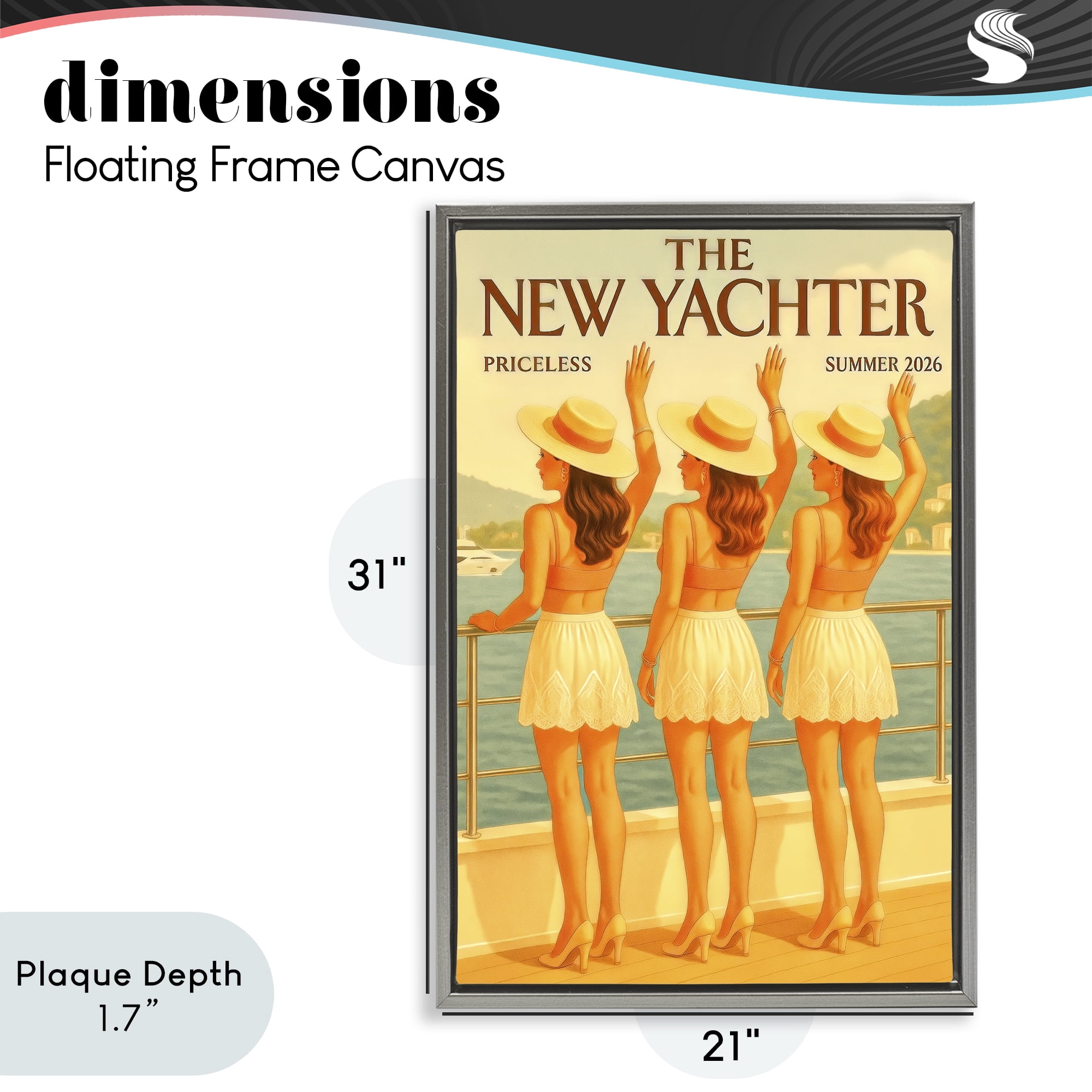 Stupell Industries Magazine Parody Fashion Trio Gray Framed Floater Canvas Wall Art, design by Grotto Studios