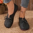 thumbnail image 7 of IEMIEMIEM Women's Vintage Distressed Bow Tie Flats Casual Slip On Loafers Comfortable Soft Sole Walking Shoes Black 7 Wide, 7 of 7