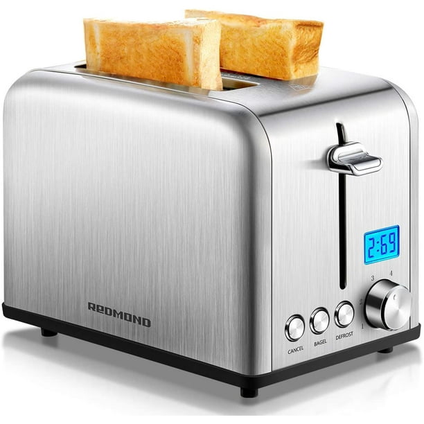REDMOND 2 Slice Toaster Retro Stainless Steel with Bagel Function