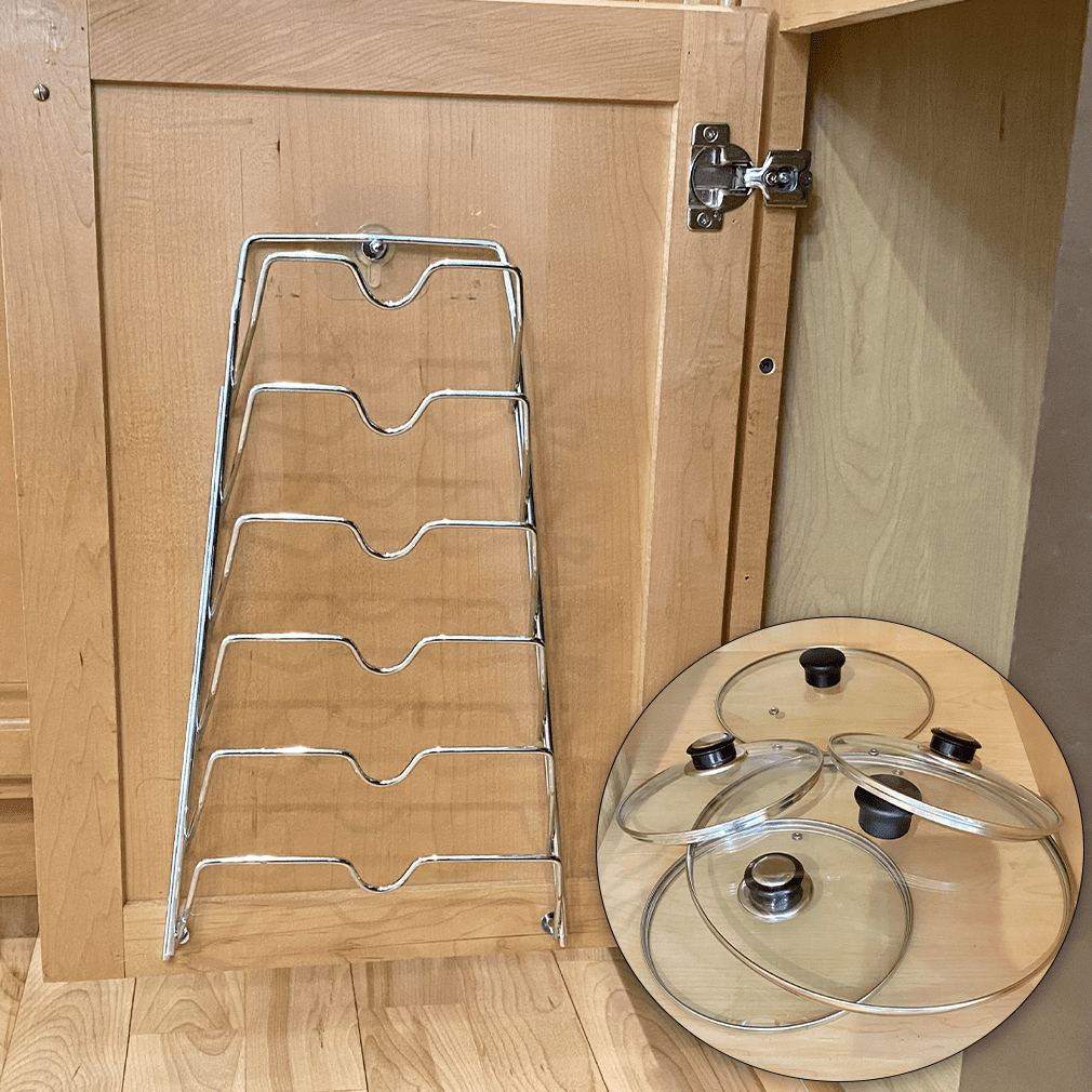 Evelots Scaffale Portacoperchi Per Pentole E Padelle, 6 Scomparti, Da Armadio O Parete, 24x8x42 Cm - 5