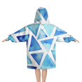 thumbnail image 2 of Blue Watercolor Triangle Pattern Blanket Hoodies for Kids 6-13YR Oversize Wearable Blanket Hoodies for Boys Girls Teens, 2 of 7
