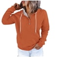 thumbnail image 1 of WEAIXIMIUNG Chandails en Molleton Graphiques pour Femmes Grande Taille Automne et Hiver Style de Rue à la Mode Couleur Unie Col à Boutons Poche Cordon de Serrage Chandail à Capuchon de Sport Décontracté, 1 of 6