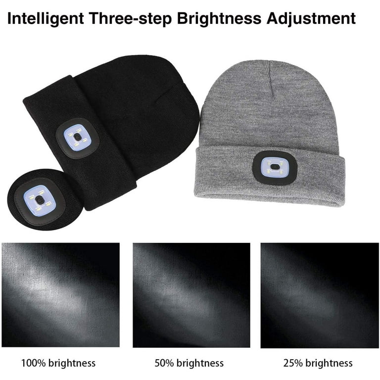 Led Lighted Beanie Hat,Usb Rechargeable Hands Free Hat With Light For  Camping Fishing,Winter Warmer Gift Headlamp Cap For Men,Women-White,Orange