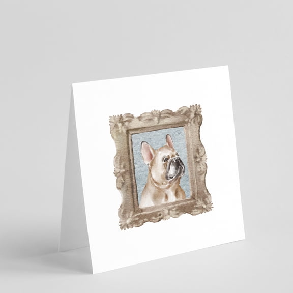 French Bulldog Fawn Side View Square Greeting Cards and Envelopes Pack of 8 5 in x 5 in