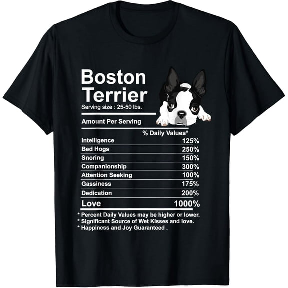 Funny Boston Terrier Facts nutrition Gift Boston Terrier mom T-Shirt
