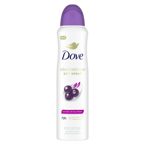 Dove Advanced Care Women's Antiperspirant Deodorant Dry Spray, Acai Berry & Lotus Flower, 3.8 oz