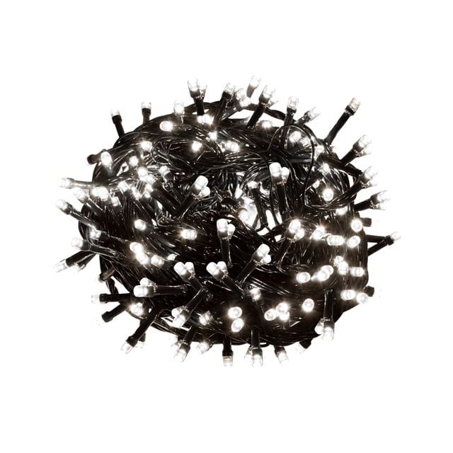 Serie Decorativa La Merced Luz Led Blanca 400 Focos 8 Funciones Cable Verde 18 m
