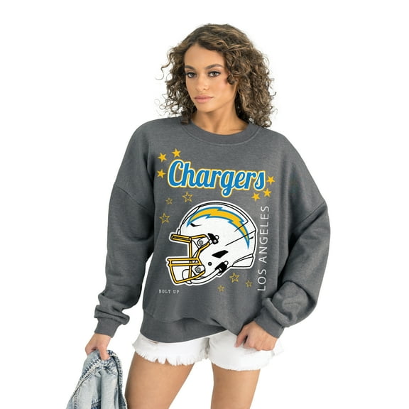 Women's Gameday Couture Gray Los Angeles Chargers Ready to Rumble Premium Fleece Pullover Sweatshirt
