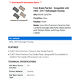 thumbnail image 2 of Front Brake Pad Set - Compatible with 2006 - 2017 Volkswagen Touareg 2007 2008 2009 2010 2011 2012 2013 2014 2015 2016, 2 of 2
