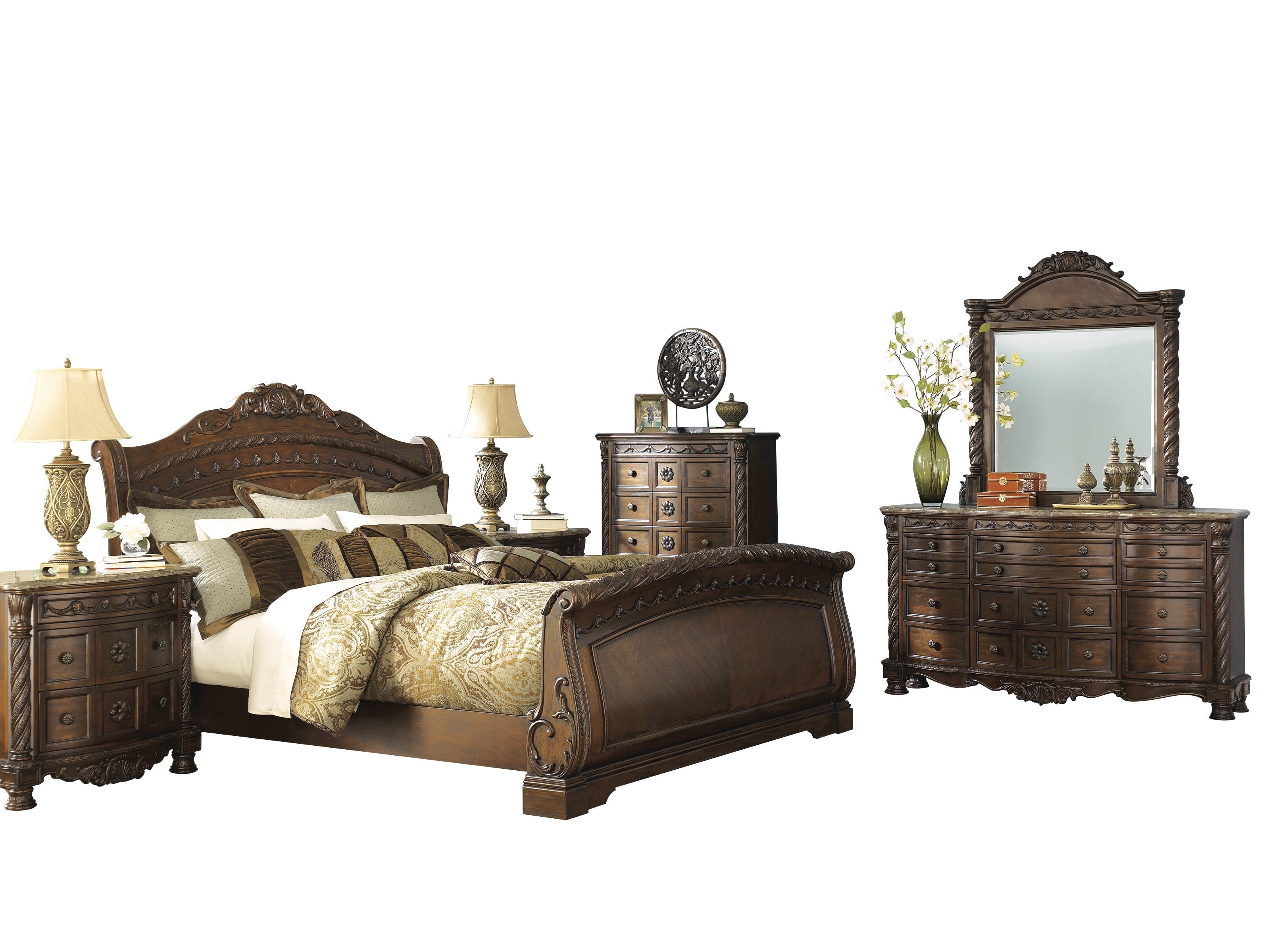Ashley Furniture North Shore 6 Pc Bedroom Set Cal King Sleigh Bed