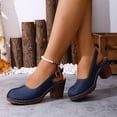 thumbnail image 4 of DIVVce Suede Slingback Block Heels For Women Closed Toe Adjustable Buckle Comfort Casual Footwear, 4 of 8