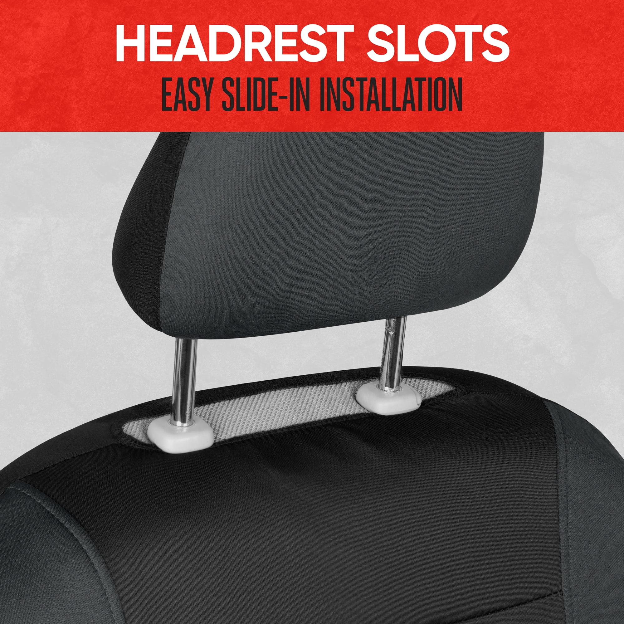 Motor Trend Straight-Line Performance Seat Covers for Car Truck Van SUV Auto - Polyester Seat Protector, Gray