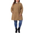 thumbnail image 2 of Abrigos de invierno para mujer de talla grande Agnes Orinda, abrigo elegante de trench con solapa y un solo botón, 1X color camel, 2 of 6